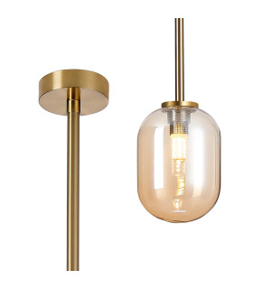Tivoli 9cm Telescopic Pendant 1 Light G9 IP44 Brass Gold/Amber Smooth Tubular Glass-1