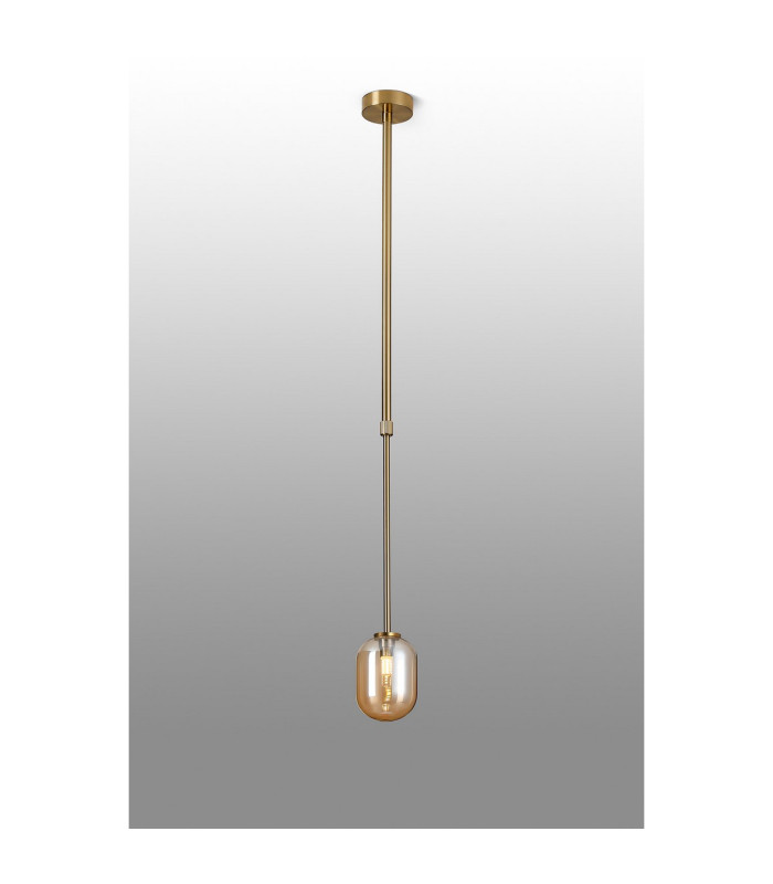 Tivoli 9cm Telescopic Pendant 1 Light G9 IP44 Brass Gold/Amber Smooth Tubular Glass-3