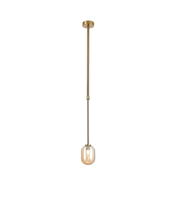 Tivoli 9cm Telescopic Pendant 1 Light G9 IP44 Brass Gold/Amber Smooth Tubular Glass-5