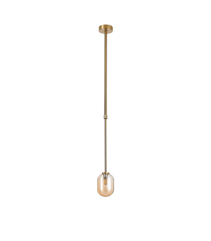 Tivoli 9cm Telescopic Pendant 1 Light G9 IP44 Brass Gold/Amber Smooth Tubular Glass-6