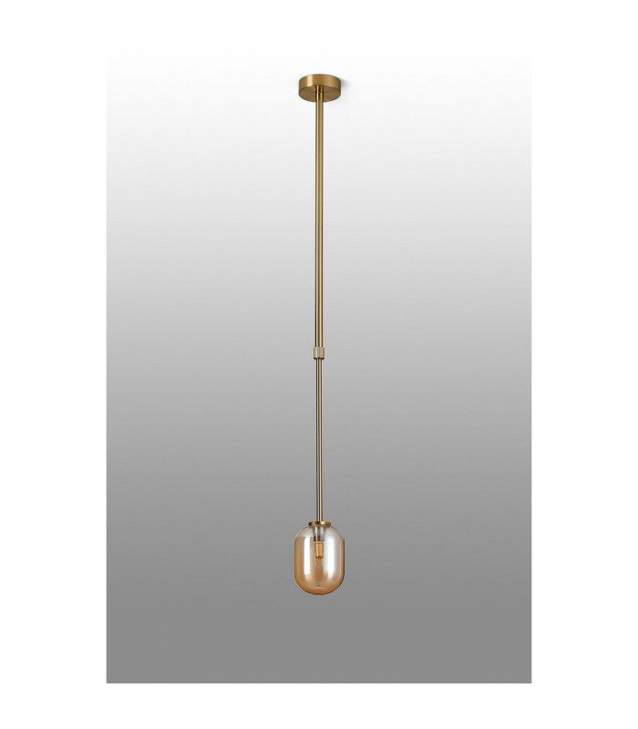 Tivoli 9cm Telescopic Pendant 1 Light G9 IP44 Brass Gold/Amber Smooth Tubular Glass-7