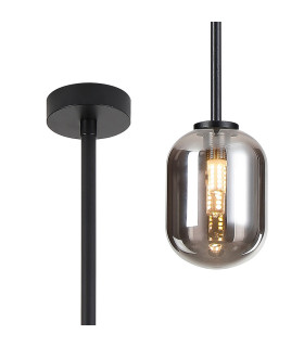Tivoli 9cm Telescopic Pendant 1 Light G9 IP44 Satin Black/Smoke Smooth Tubular Glass-1