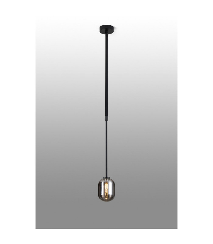Tivoli 9cm Telescopic Pendant 1 Light G9 IP44 Satin Black/Smoke Smooth Tubular Glass-3