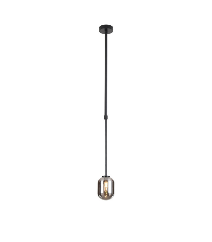 Tivoli 9cm Telescopic Pendant 1 Light G9 IP44 Satin Black/Smoke Smooth Tubular Glass-4