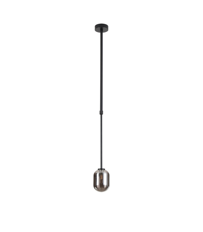 Tivoli 9cm Telescopic Pendant 1 Light G9 IP44 Satin Black/Smoke Smooth Tubular Glass-5