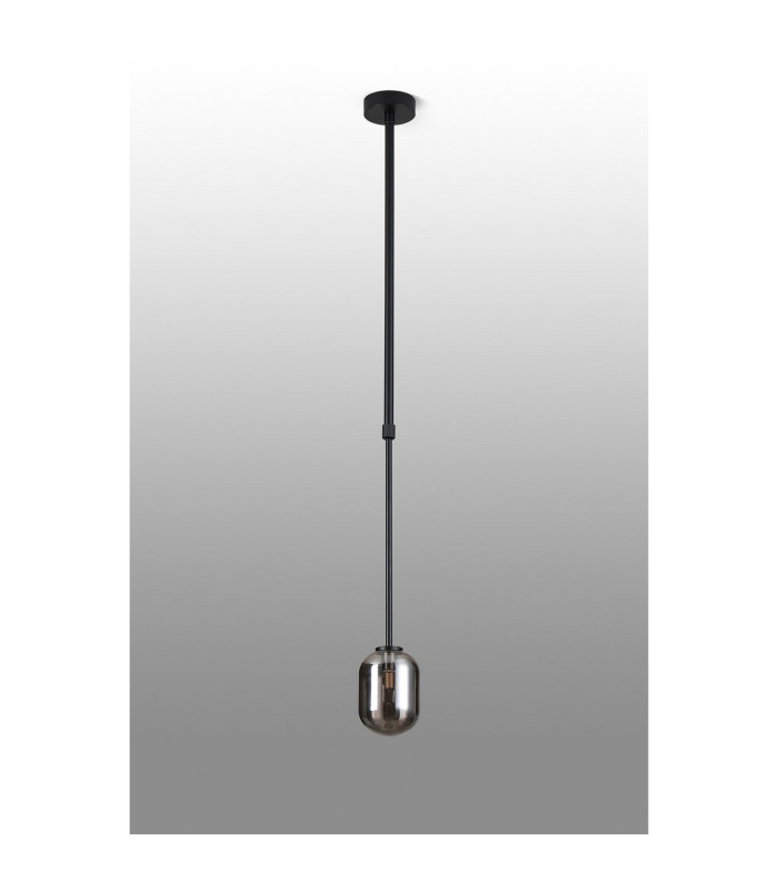 Tivoli 9cm Telescopic Pendant 1 Light G9 IP44 Satin Black/Smoke Smooth Tubular Glass-6