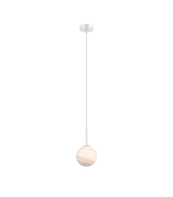 Tivoli 12cm Adjustable Pendant 1 Light G9 IP44 Satin White/Grey Round Marble Effect Glass-4