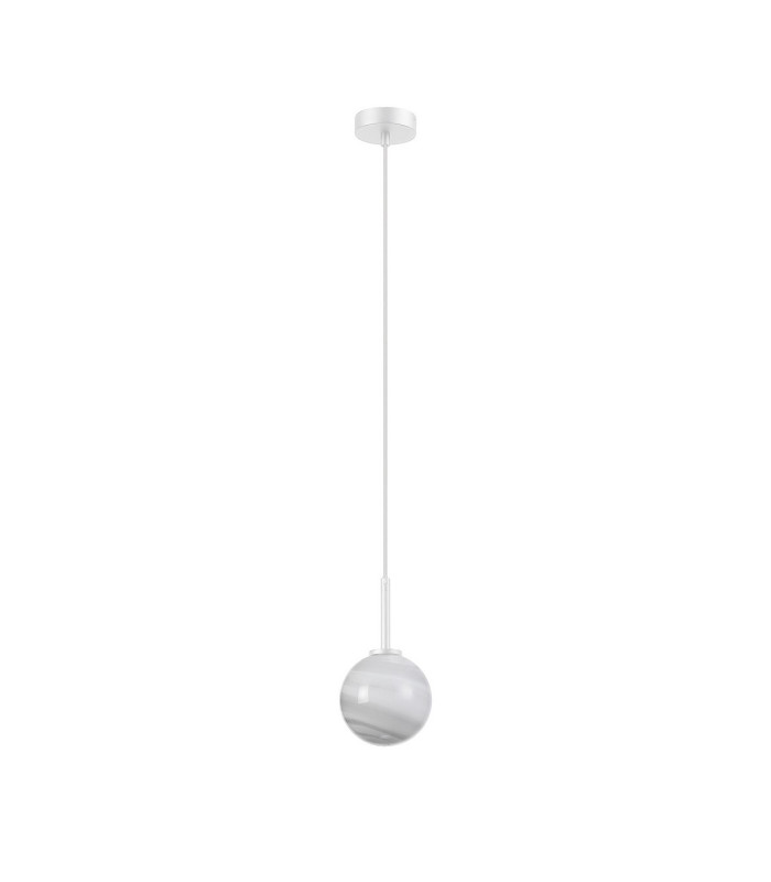 Tivoli 12cm Adjustable Pendant 1 Light G9 IP44 Satin White/Grey Round Marble Effect Glass-5