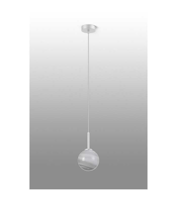 Tivoli 12cm Adjustable Pendant 1 Light G9 IP44 Satin White/Grey Round Marble Effect Glass-6