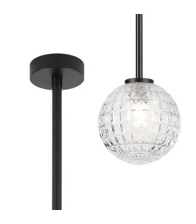 Tivoli 12cm Telescopic Pendant 1 Light G9 IP44 Satin Black/Clear Cross Pattern Round Glass-1
