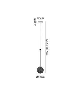 Tivoli 12cm Telescopic Pendant 1 Light G9 IP44 Satin Black/Clear Cross Pattern Round Glass-2