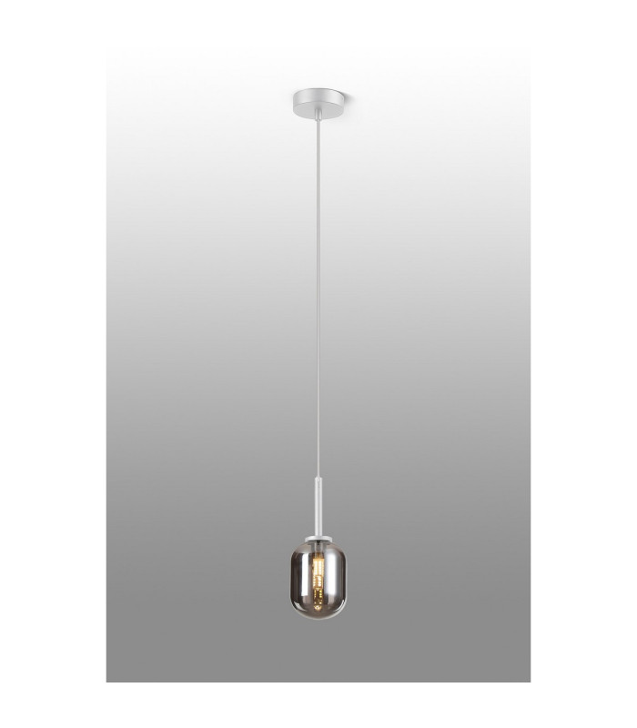 Tivoli 9cm Adjustable Pendant 1 Light G9 IP44 Satin White/Smoke Smooth Tubular Glass-3