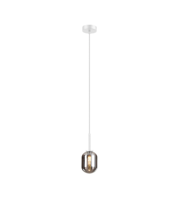 Tivoli 9cm Adjustable Pendant 1 Light G9 IP44 Satin White/Smoke Smooth Tubular Glass-4