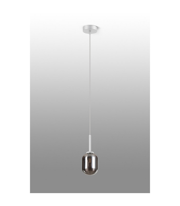Tivoli 9cm Adjustable Pendant 1 Light G9 IP44 Satin White/Smoke Smooth Tubular Glass-6