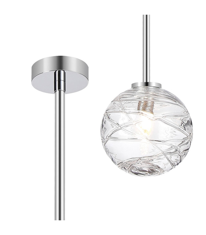 Tivoli 12cm Telescopic Pendant 1 Light G9 IP44 Polished Chrome/Clear Dune Effect Round Glass-1