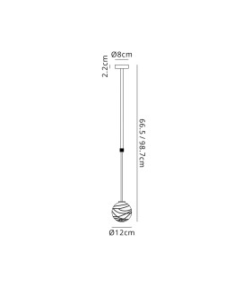 Tivoli 12cm Telescopic Pendant 1 Light G9 IP44 Polished Chrome/Clear Dune Effect Round Glass-2