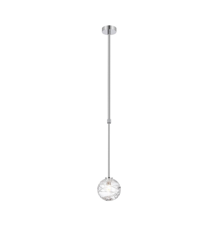Tivoli 12cm Telescopic Pendant 1 Light G9 IP44 Polished Chrome/Clear Dune Effect Round Glass-4