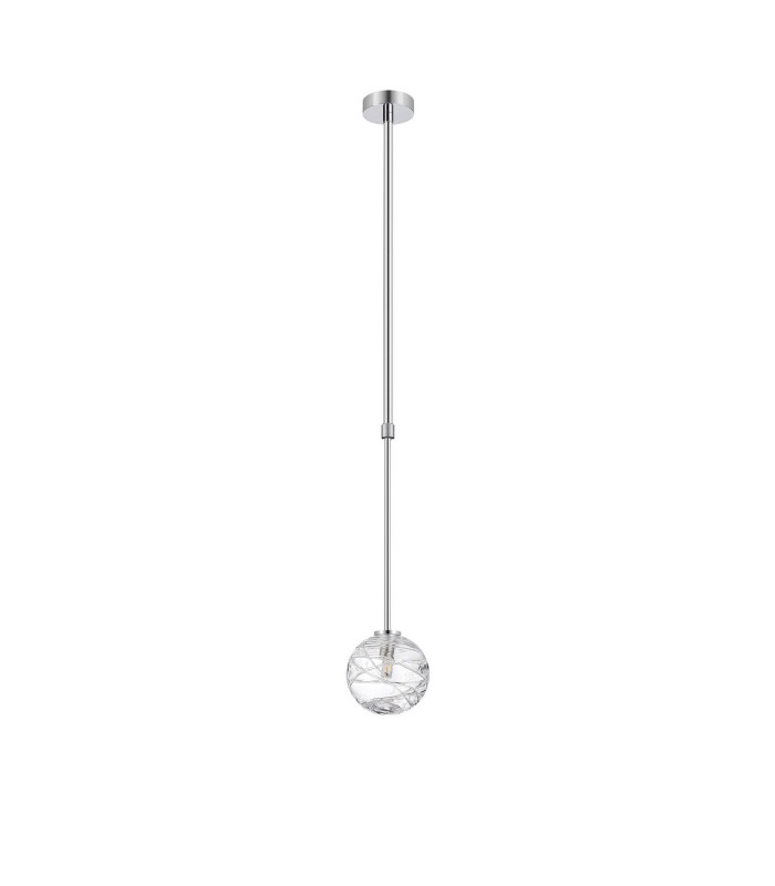 Tivoli 12cm Telescopic Pendant 1 Light G9 IP44 Polished Chrome/Clear Dune Effect Round Glass-5