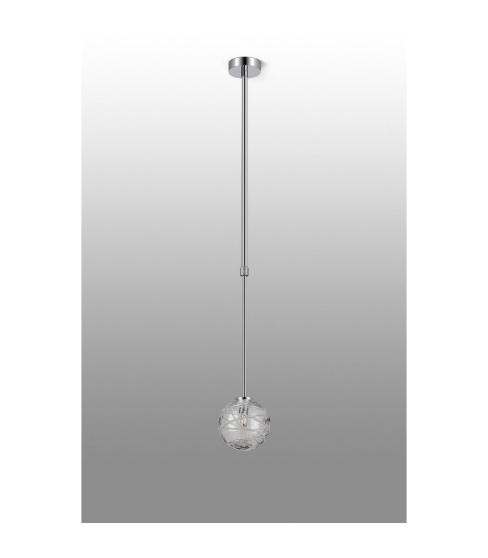 Tivoli 12cm Telescopic Pendant 1 Light G9 IP44 Polished Chrome/Clear Dune Effect Round Glass-6