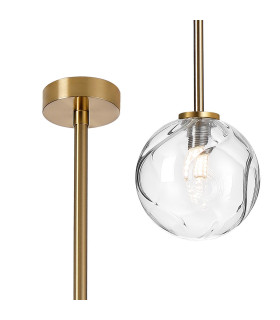 Tivoli 12cm Telescopic Pendant 1 Light G9 IP44 Brass Gold/Clear Waved Round Glass-1