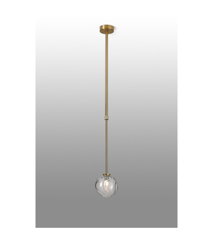Tivoli 12cm Telescopic Pendant 1 Light G9 IP44 Brass Gold/Clear Waved Round Glass-3