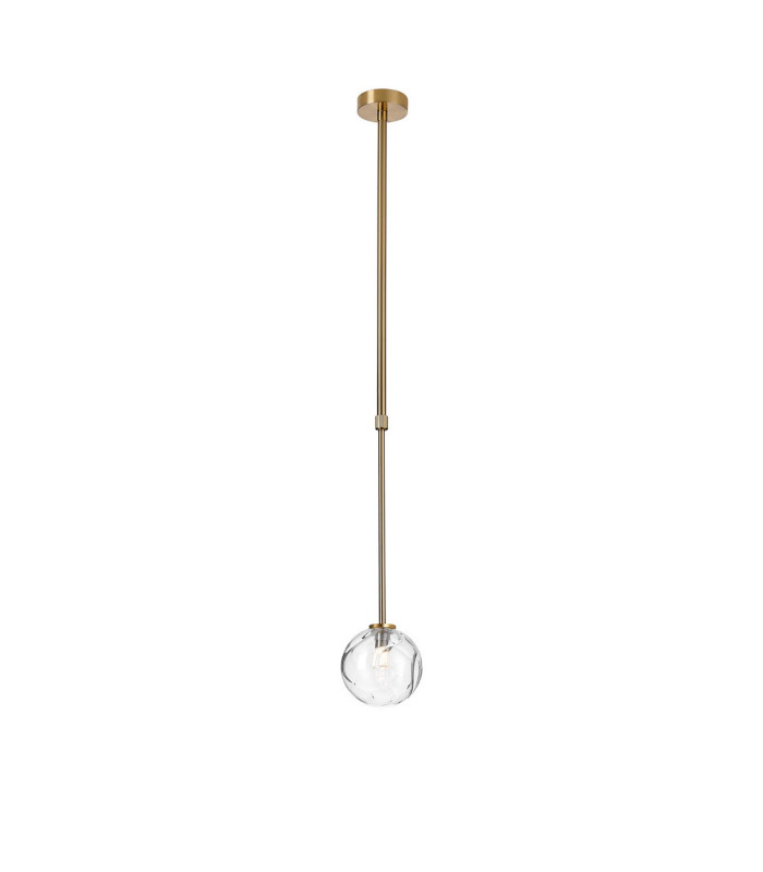 Tivoli 12cm Telescopic Pendant 1 Light G9 IP44 Brass Gold/Clear Waved Round Glass-4