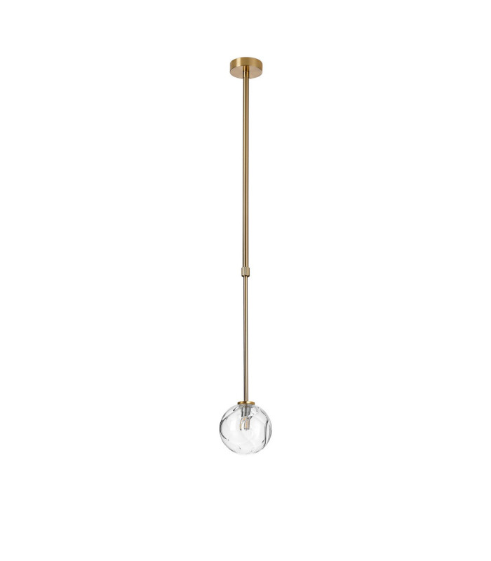 Tivoli 12cm Telescopic Pendant 1 Light G9 IP44 Brass Gold/Clear Waved Round Glass-5