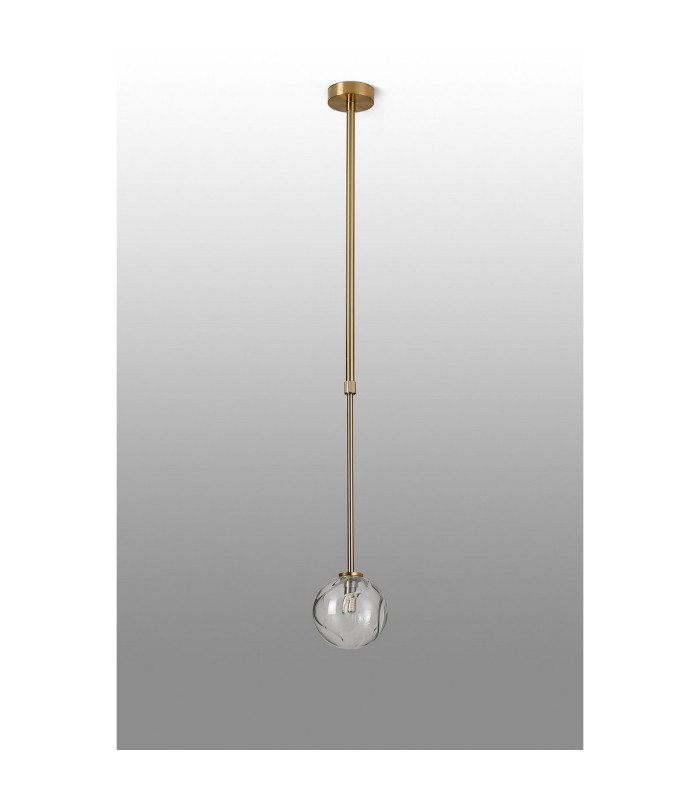 Tivoli 12cm Telescopic Pendant 1 Light G9 IP44 Brass Gold/Clear Waved Round Glass-6