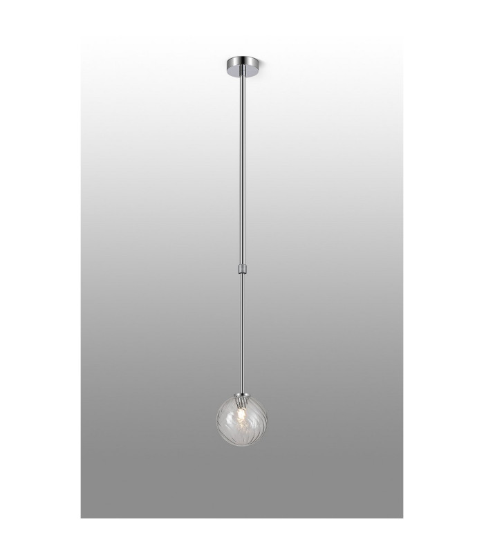 Tivoli 12cm Telescopic Pendant 1 Light G9 IP44 Polished Chrome/Clear Swirl Round Glass-3