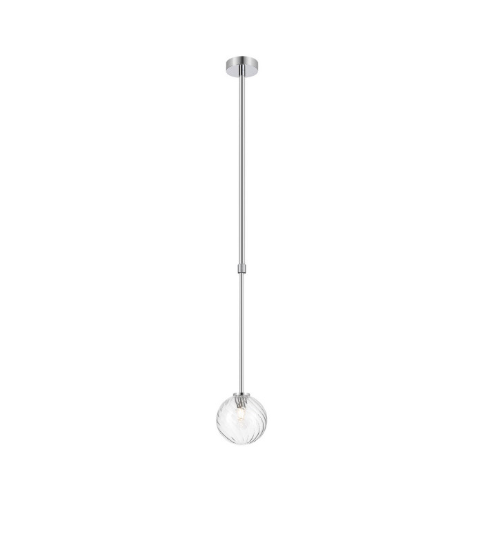 Tivoli 12cm Telescopic Pendant 1 Light G9 IP44 Polished Chrome/Clear Swirl Round Glass-4