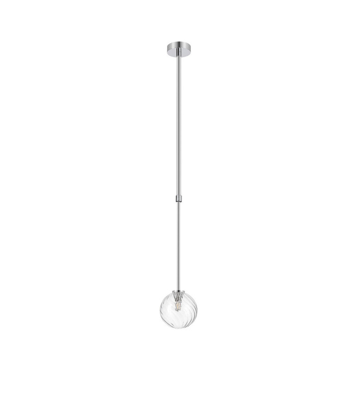 Tivoli 12cm Telescopic Pendant 1 Light G9 IP44 Polished Chrome/Clear Swirl Round Glass-5