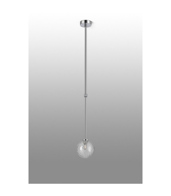 Tivoli 12cm Telescopic Pendant 1 Light G9 IP44 Polished Chrome/Clear Swirl Round Glass-6