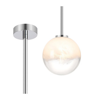 Tivoli 12cm Telescopic Pendant 1 Light G9 IP44 Polished Chrome/White Two-Tone Snow Specks Round Glass-1