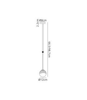 Tivoli 12cm Telescopic Pendant 1 Light G9 IP44 Polished Chrome/White Two-Tone Snow Specks Round Glass-2
