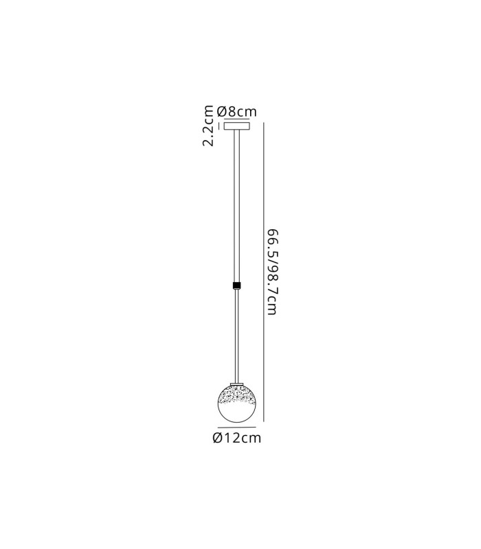 Tivoli 12cm Telescopic Pendant 1 Light G9 IP44 Polished Chrome/White Two-Tone Snow Specks Round Glass-2