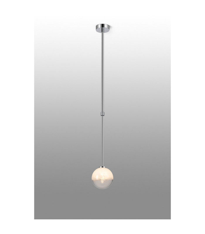 Tivoli 12cm Telescopic Pendant 1 Light G9 IP44 Polished Chrome/White Two-Tone Snow Specks Round Glass-3