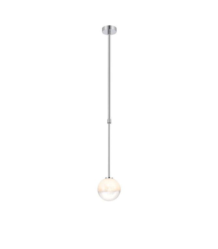 Tivoli 12cm Telescopic Pendant 1 Light G9 IP44 Polished Chrome/White Two-Tone Snow Specks Round Glass-4