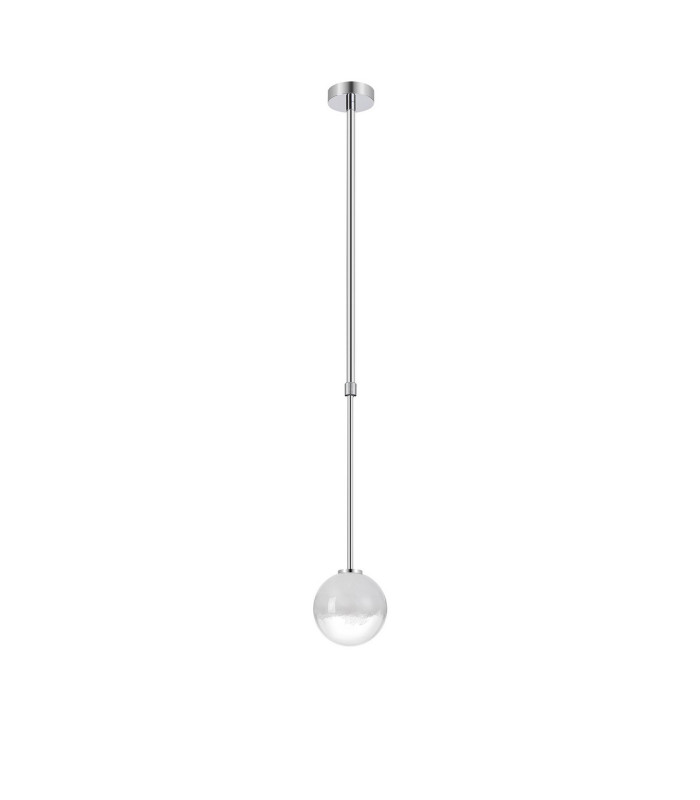 Tivoli 12cm Telescopic Pendant 1 Light G9 IP44 Polished Chrome/White Two-Tone Snow Specks Round Glass-5