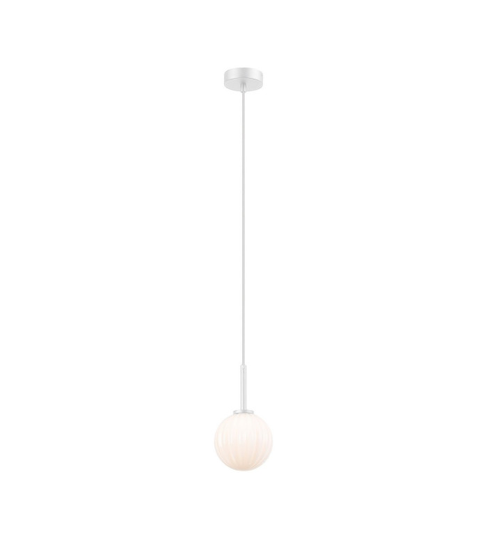 Tivoli 12cm Adjustable Pendant 1 Light G9 IP44 Satin White/Opal Round Segment Glass-4