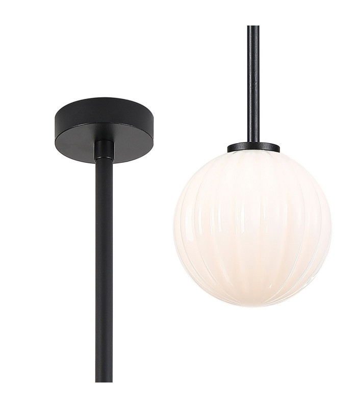 Tivoli 12cm Telescopic Pendant 1 Light G9 IP44 Satin Black/Opal Round Segment Glass-1