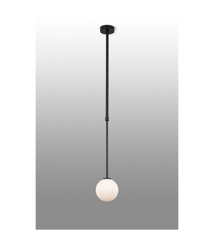 Tivoli 12cm Telescopic Pendant 1 Light G9 IP44 Satin Black/Opal Round Segment Glass-3