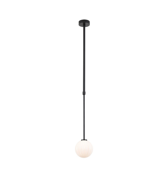 Tivoli 12cm Telescopic Pendant 1 Light G9 IP44 Satin Black/Opal Round Segment Glass-4