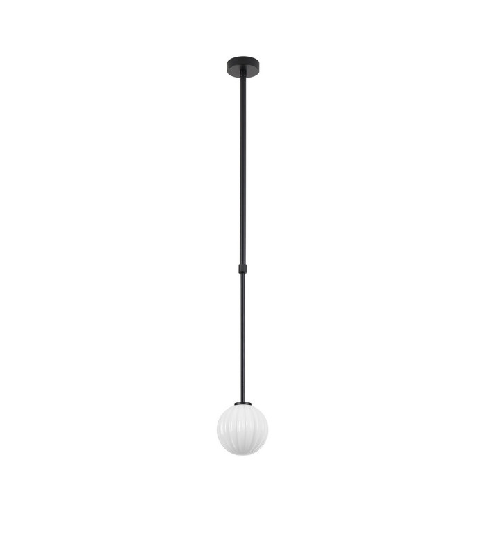 Tivoli 12cm Telescopic Pendant 1 Light G9 IP44 Satin Black/Opal Round Segment Glass-5