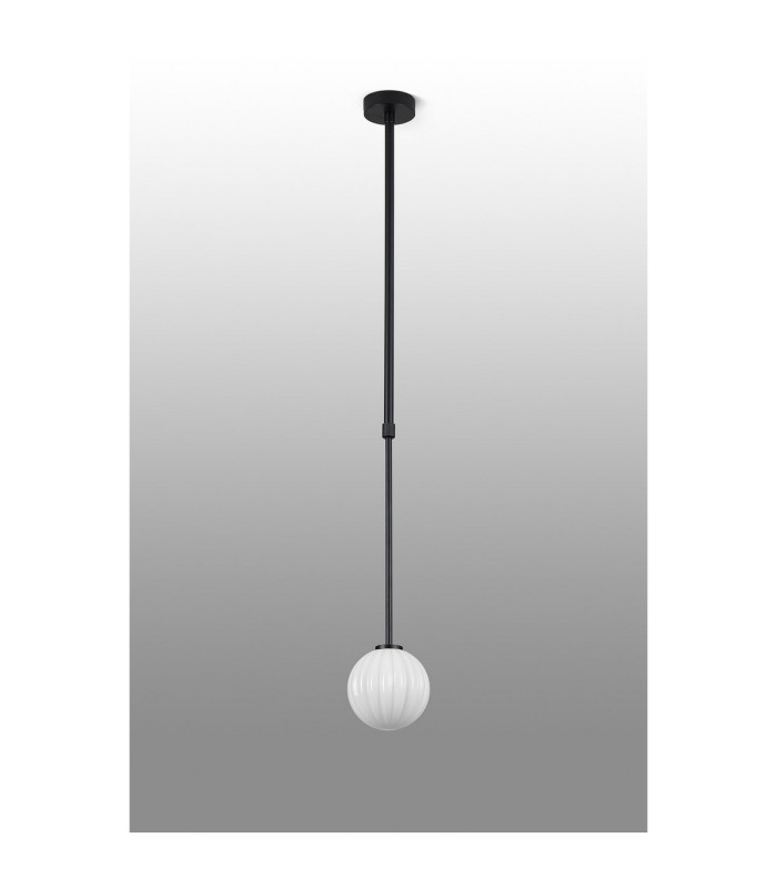 Tivoli 12cm Telescopic Pendant 1 Light G9 IP44 Satin Black/Opal Round Segment Glass-6