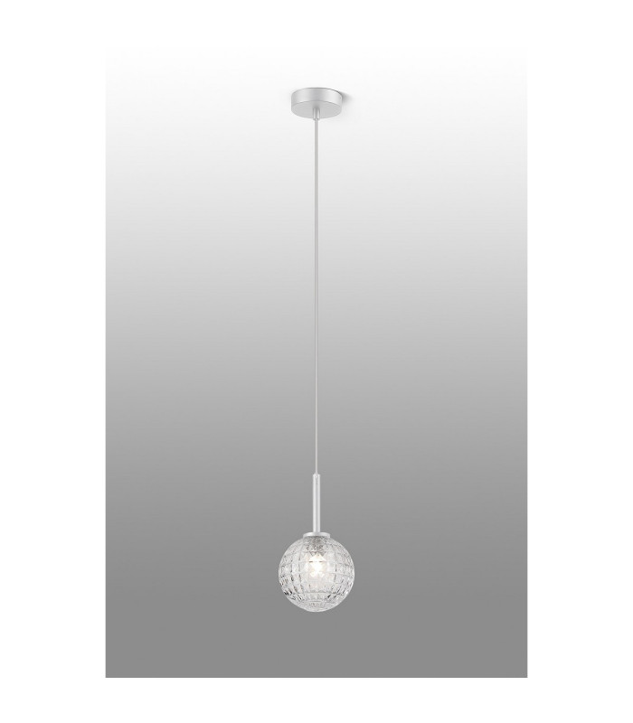 Tivoli 12cm Adjustable Pendant 1 Light G9 IP44 Satin White/Clear Cross Pattern Round Glass-3