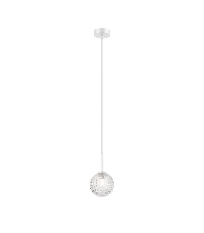 Tivoli 12cm Adjustable Pendant 1 Light G9 IP44 Satin White/Clear Cross Pattern Round Glass-4