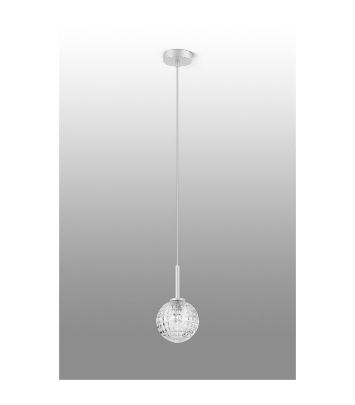 Tivoli 12cm Adjustable Pendant 1 Light G9 IP44 Satin White/Clear Cross Pattern Round Glass-6