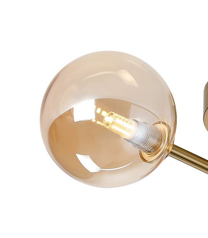 Tivoli 44.5cm Semi Flush Ceiling Round 3 Light G9 IP44 Brass Gold/Amber Smooth Round Glass-5