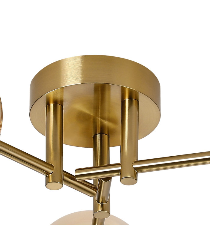 Tivoli 44.5cm Semi Flush Ceiling Round 3 Light G9 IP44 Brass Gold/Amber Smooth Round Glass-6