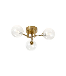 Tivoli 44.5cm Semi Flush Ceiling Round 3 Light G9 IP44 Brass Gold/Clear Smooth Round Glass-1